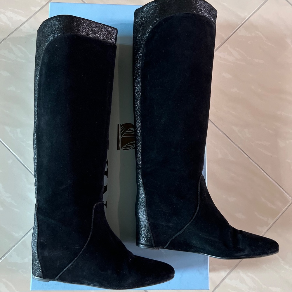 2799 Lanvin pull-on contrast panel boots black size 40